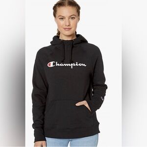 Champion Classic Script Logo Powerblend Fleece Hoodie Sweatshirt Relaxed